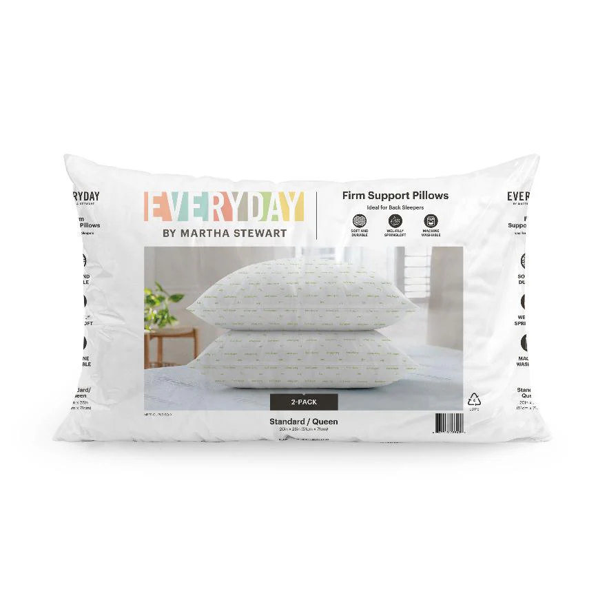 Everyday by Martha Stewart Standard Bed Pillow Firm Queen 2 pk.