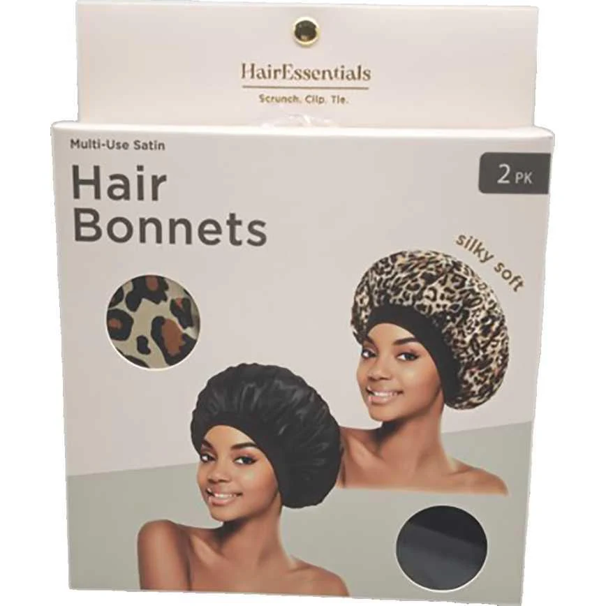 Hair Essentials Satin Hair Bonnets 2 pk.